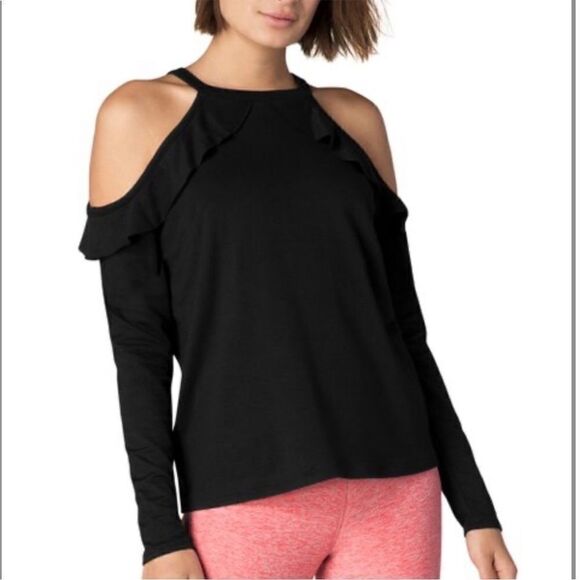 Beyond Yoga NWT Cold Shoulder Ruffle Top XL - Picture 3 of 9